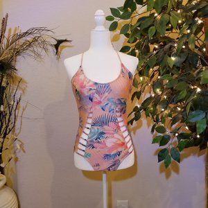 Super cute pink tropical print swimsuit